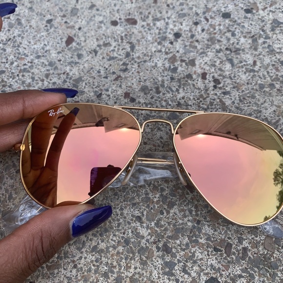 Ray Ban Aviator Sunglasses Rose Pink Lenses NEW! - Picture 5 of 8